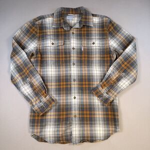 Carhartt Medium Yellow Plaid Flannel Original Fit Thick Heavy Outdoor Workwear